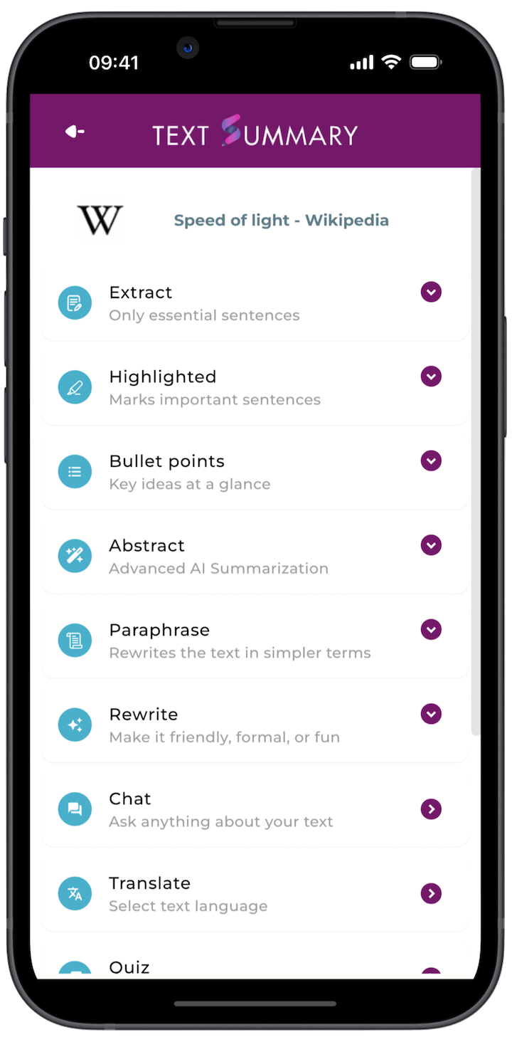 Summary view screenshot